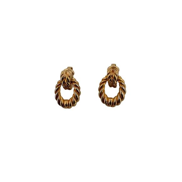 Christian Dior Vintage Gold-Tone Twisted Hoop Clip-On Earrings – Made in Germany - Picture 2 of 4